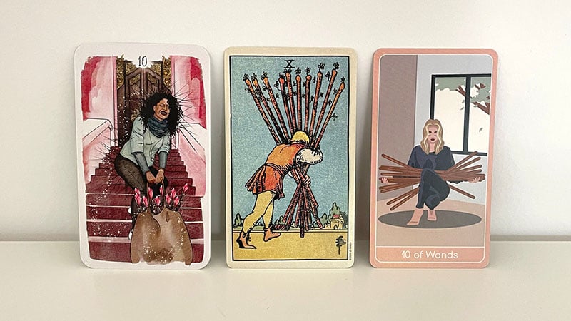 Sự kết hợp giữa 10 of Wands và các lá bài khác