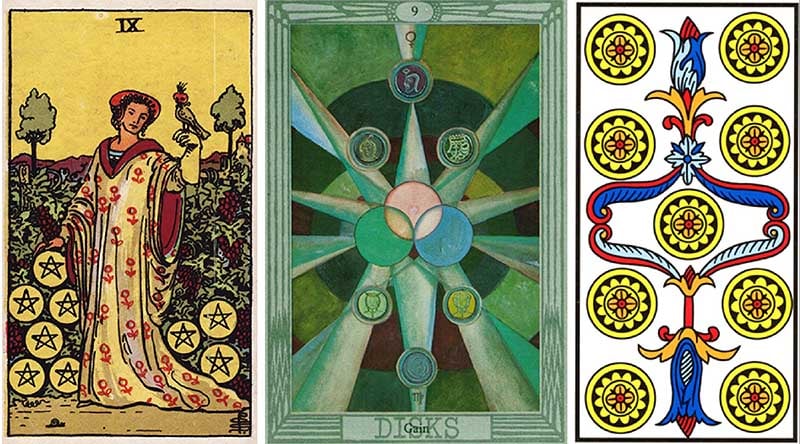 9 Of Pentacles khi kết hợp với các lá bài khác