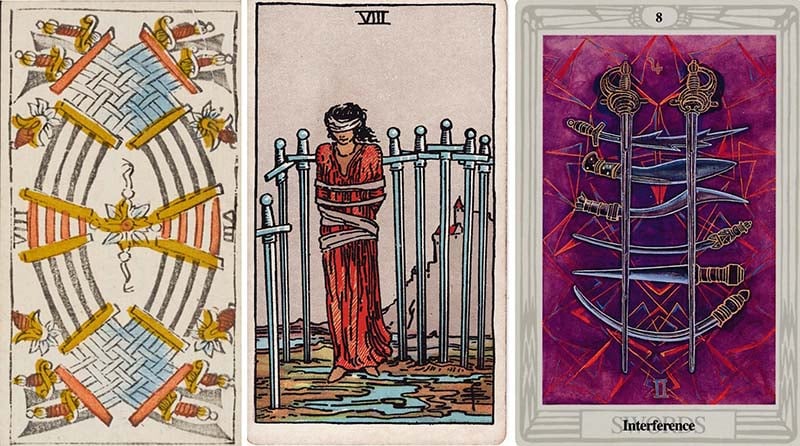 Ý nghĩa lá 8 Of Swords xuôi