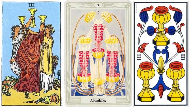 Ý nghĩa lá bài 3 Of Cups xuôi