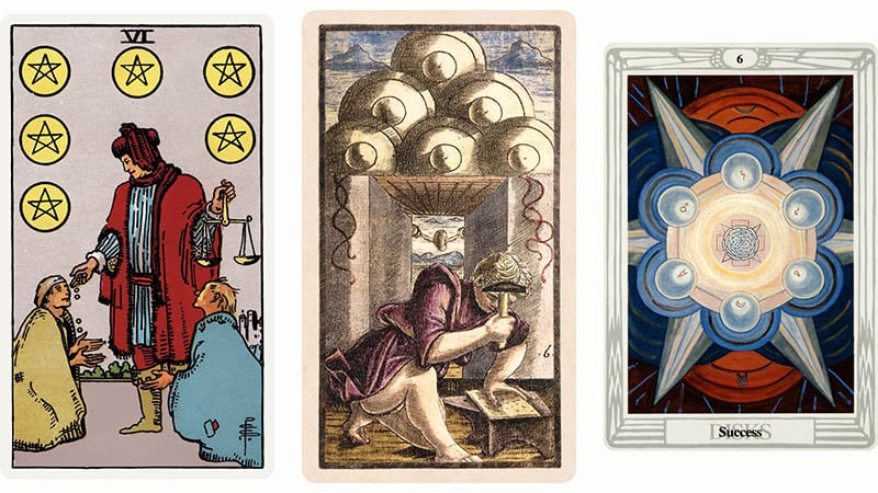 Sự kết hợp giữa 6 Of Pentacles và các lá bài khác