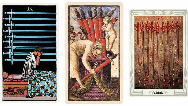 Ý nghĩa khi lá 9 Of Swords xuôi