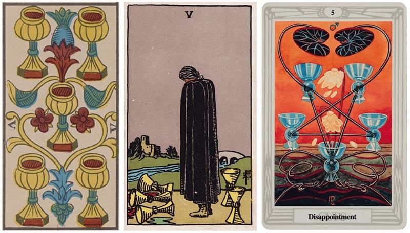 Ý nghĩa 5 Of Cups khi ở vị trí xuôi