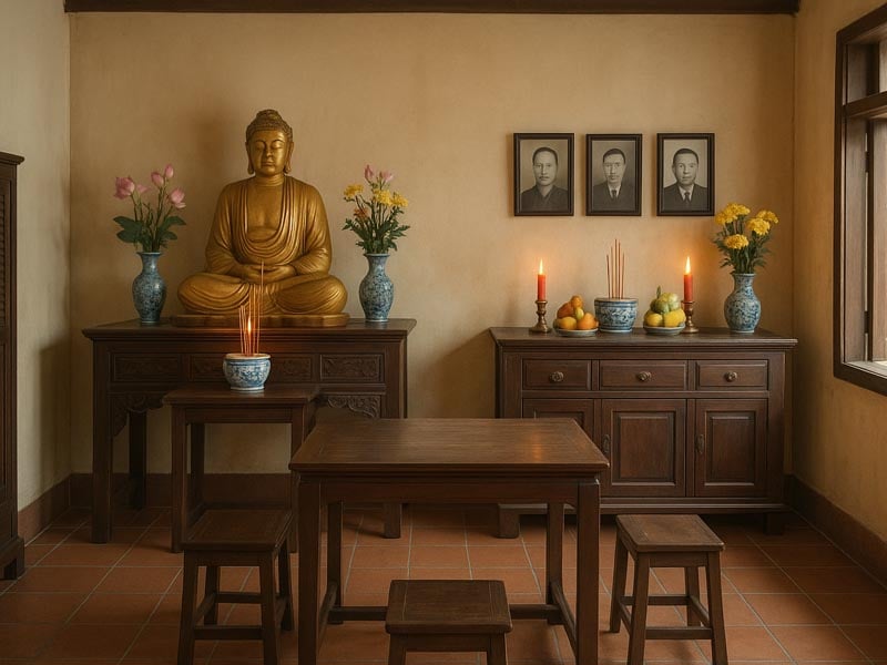 thờ phật th&aacute;nh khi sao thi&ecirc;n qu&yacute; tại cung điền trạch 