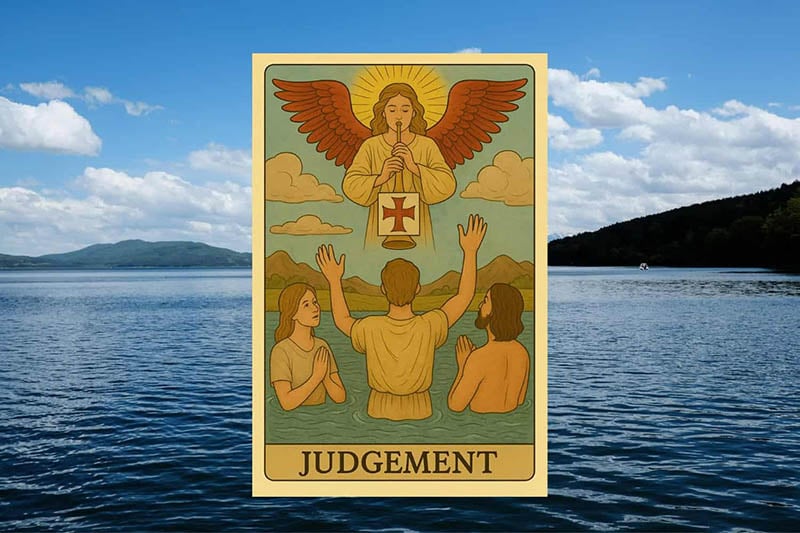 Chi tiết Judgement Tarot ở tư thế xuôi