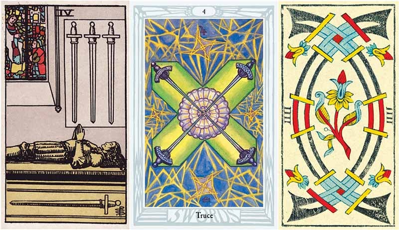 Lá bài 4 Of Swords kết hợp với các lá bài khác nói lên điều gì?