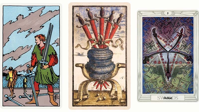 Ý nghĩa lá bài Five of Swords xuôi