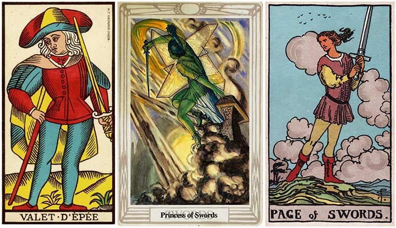 Page of Swords khi kết hợp với những lá bài khác